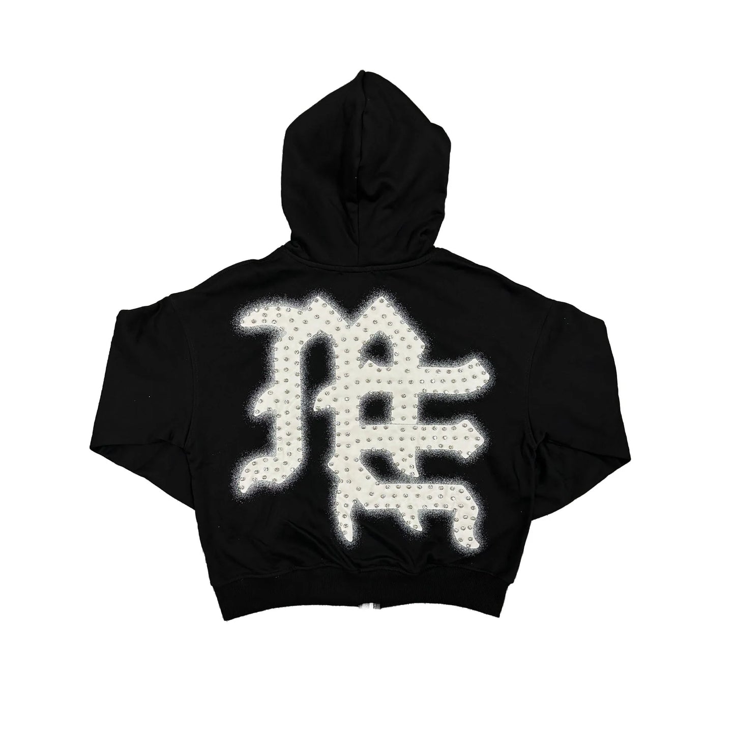 Mixed Emotion End Rhinestone Hoodie Black