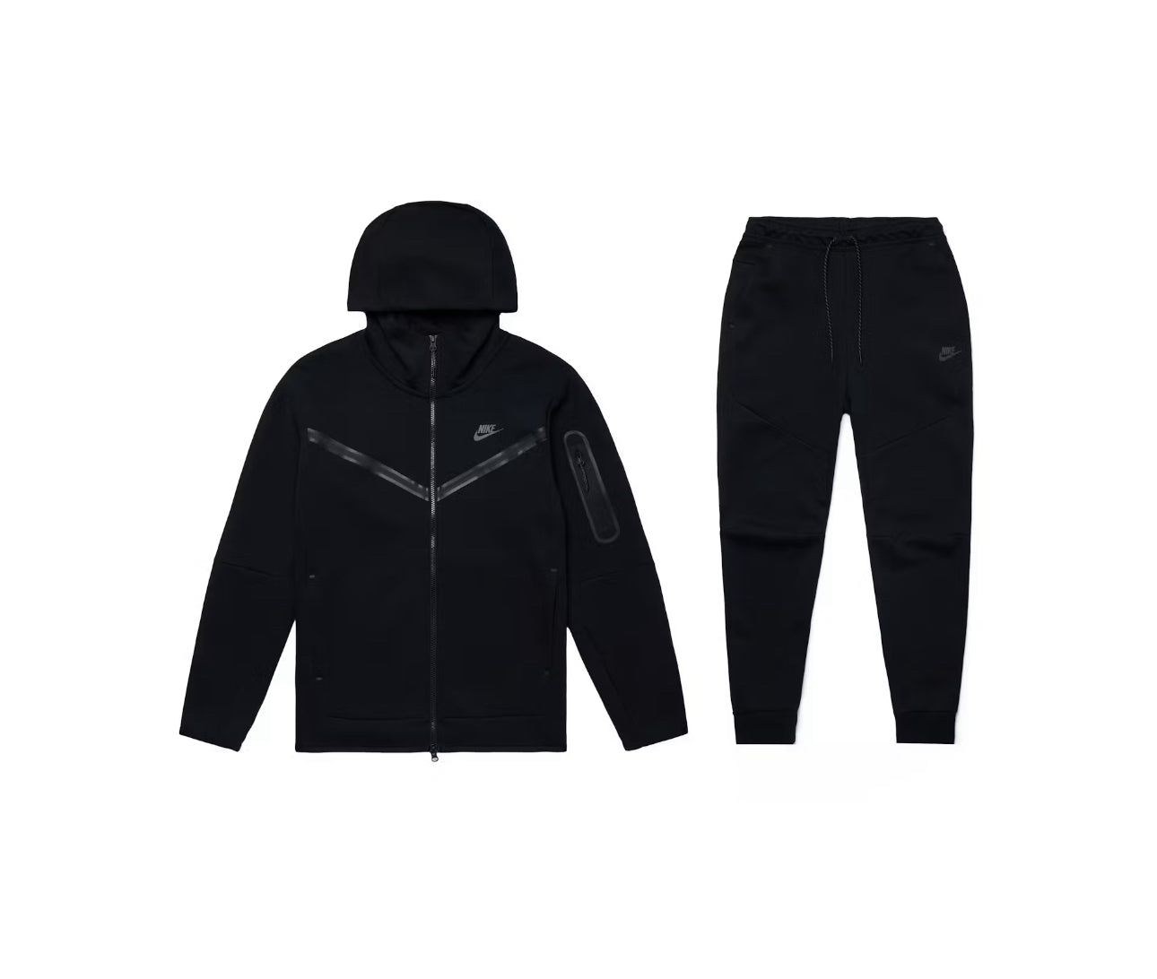 Nike Tech Fleece Windbreaker Full Zip Hoodie and Pant Set Black/Black