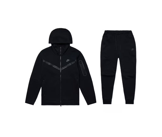 Nike Tech Fleece Windbreaker Full Zip Hoodie and Pant Set Black/Black