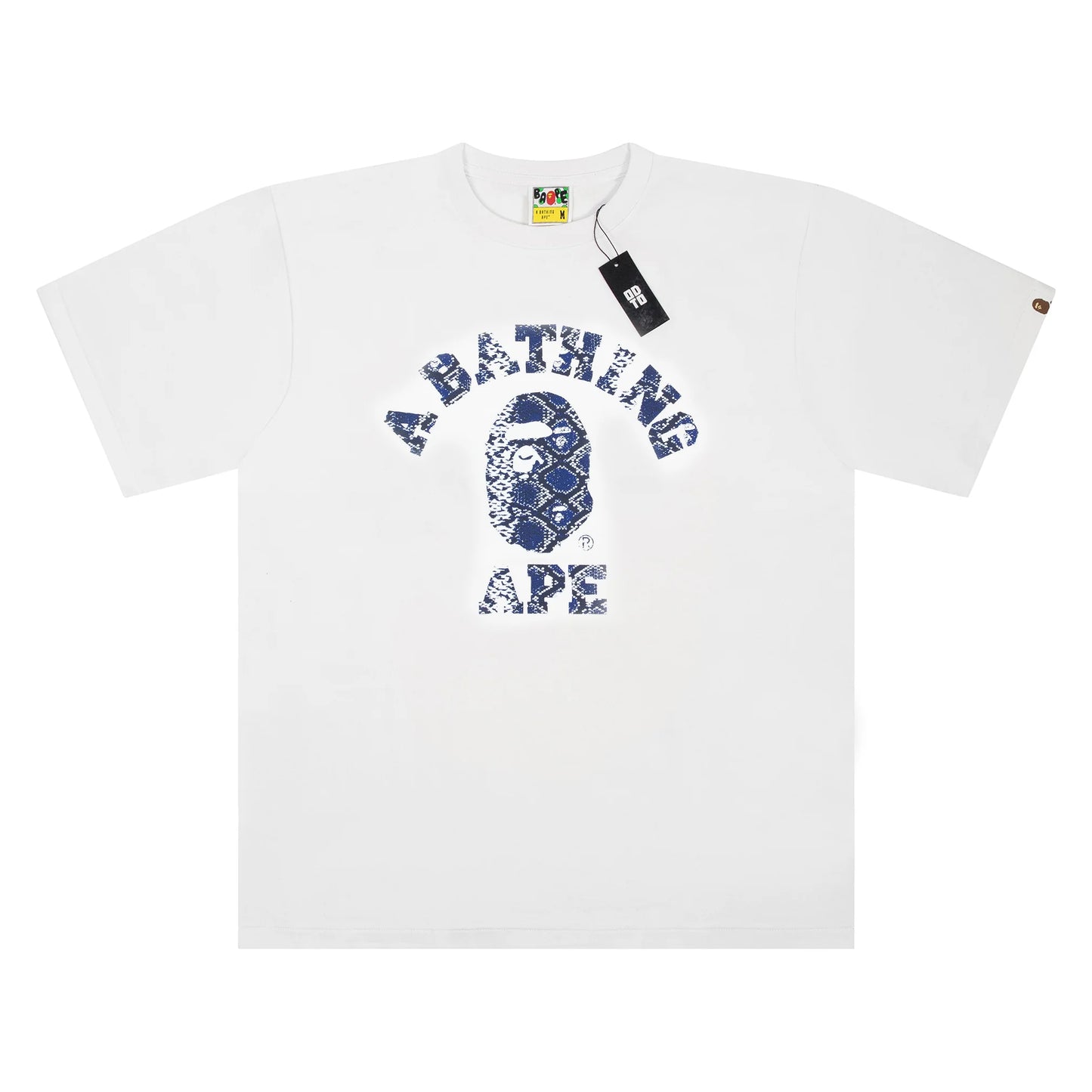 BAPE College Tee White Blue Snakeskin