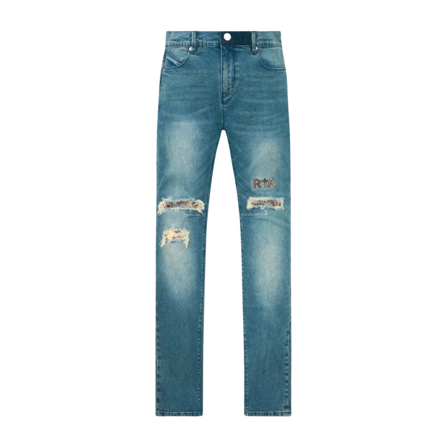 RTA Bryant Skinny Jean Blue Distressed Snake