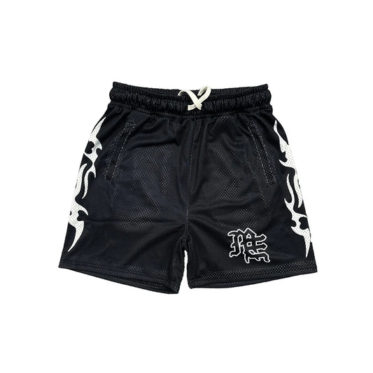 Mixed Emotion Oversize Black Lightning Shorts