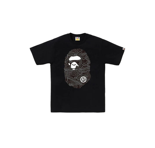 BAPE Layered Line Camo Big Ape Head Tee ‘Black/Black’