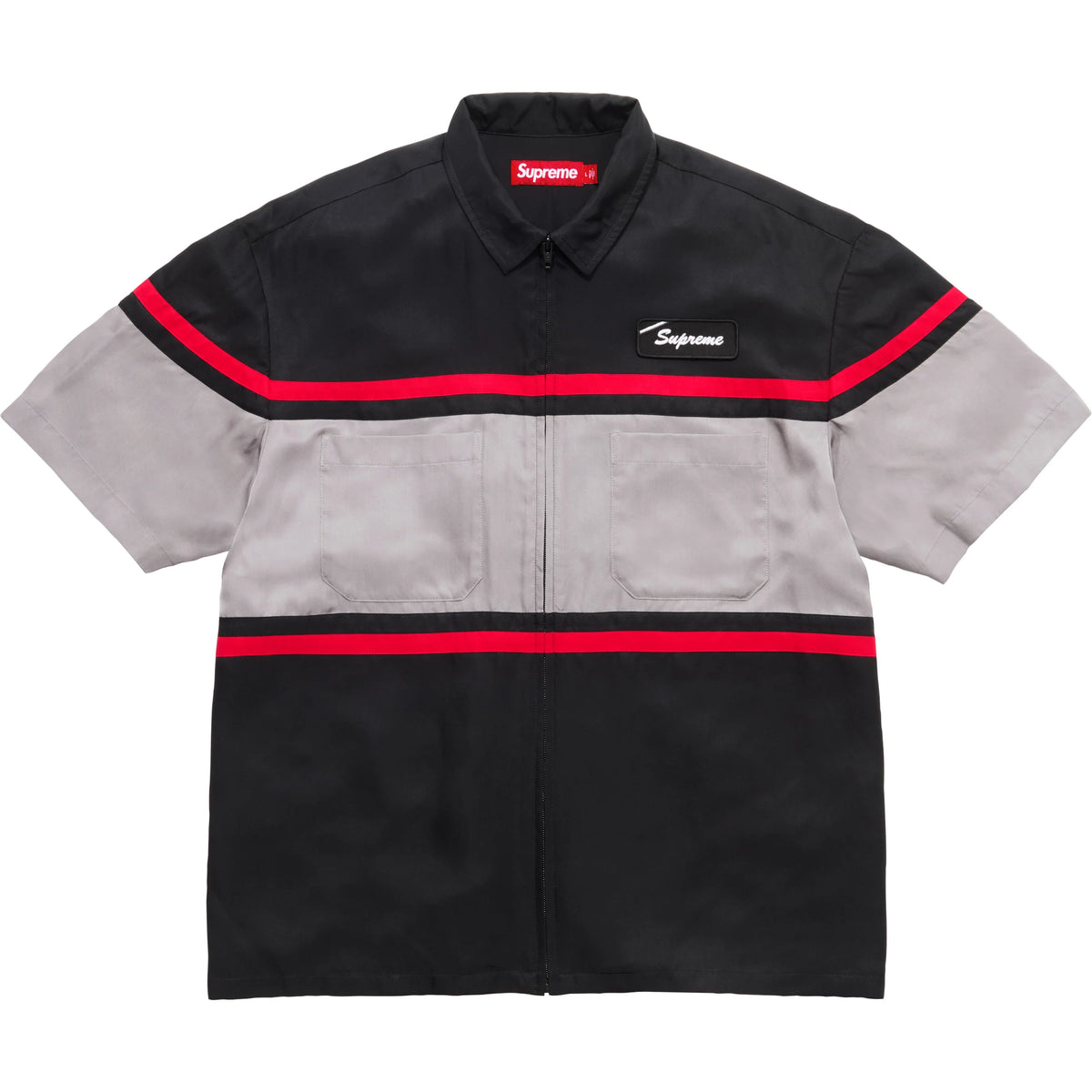 Supreme Silk Zip Up S/S Shirt Black