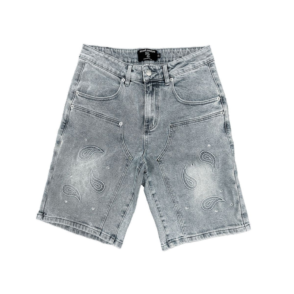 Mixed Emotion Shorts Paisley Blue Denim