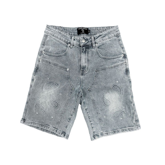 Mixed Emotion Shorts Paisley Blue Denim