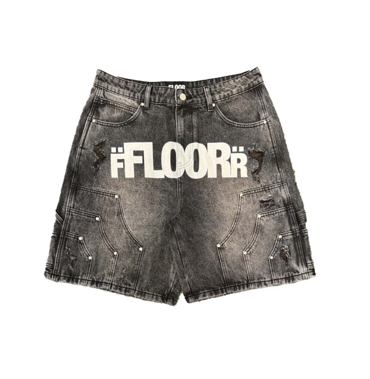 Floor 914 Uniform Jean Shorts Black Wash