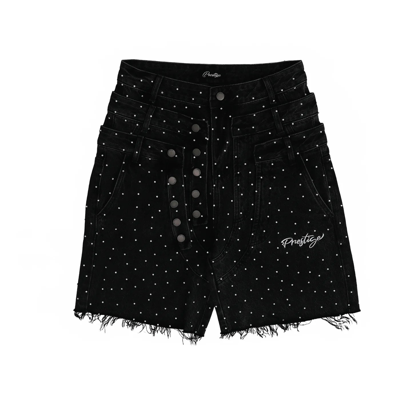 Prestige Triple Waist Denim Shorts Black