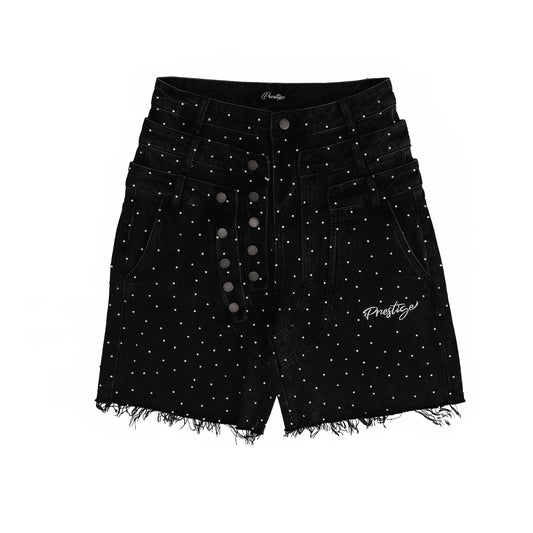Prestige Triple Waist Denim Shorts Black