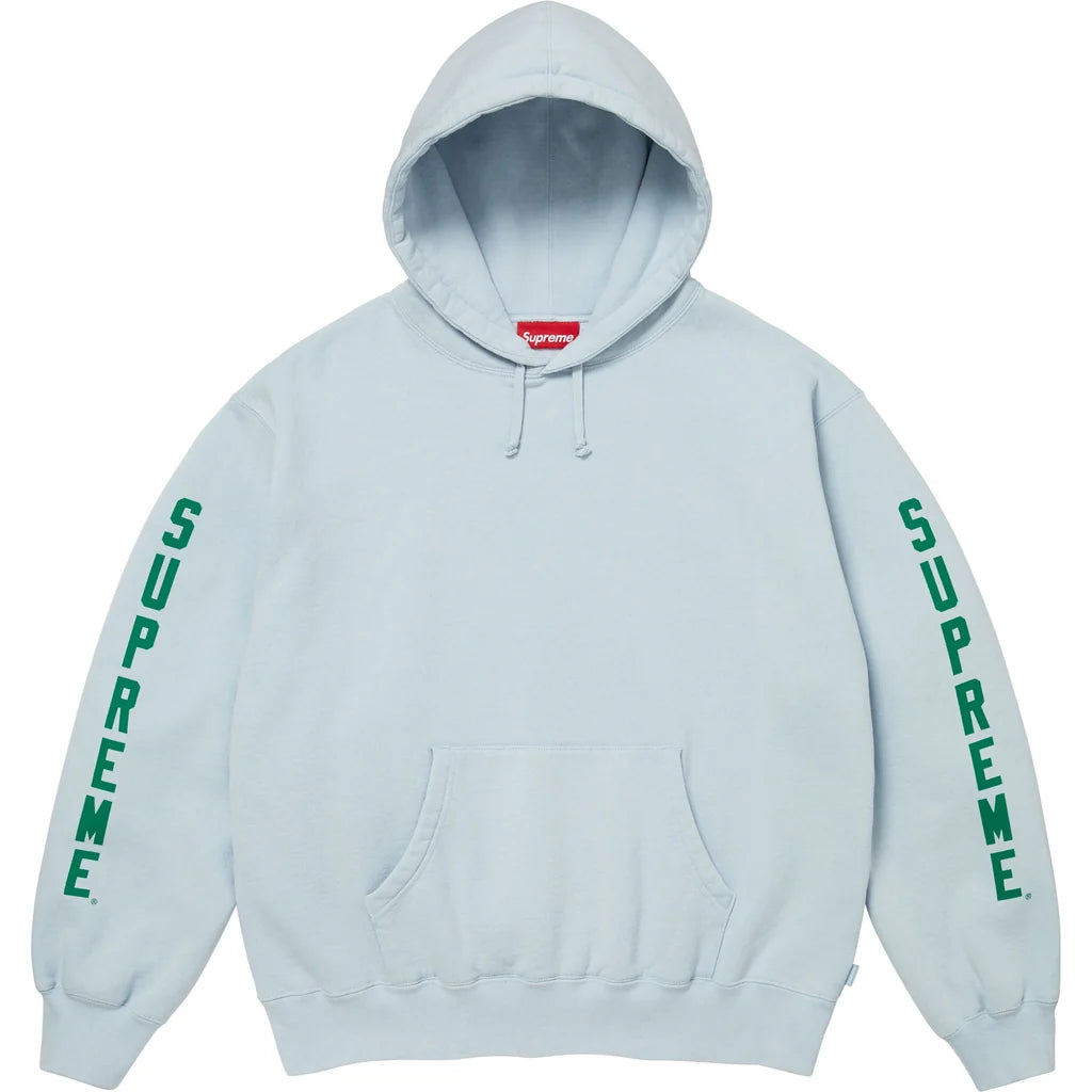 Supreme Washed Logo Hooded Sweatshirt Light Blue