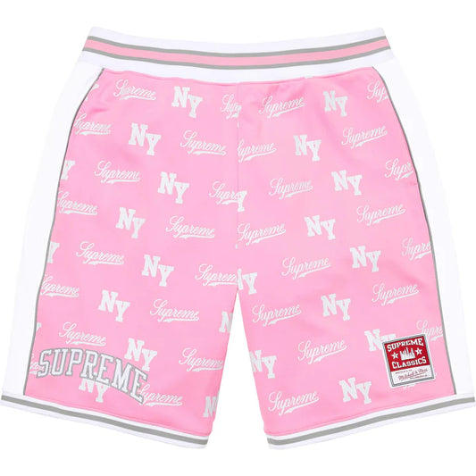 Supreme Mitchell & Ness Monogram Basketball Shorts Pink