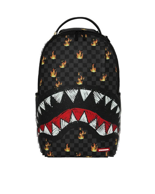 Sprayground Scribble Fire Check Backpack Black/White