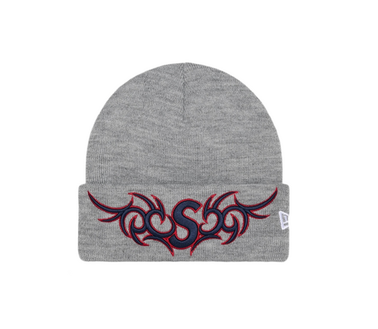 Supreme New Era Tribal S Logo Beanie Grey
