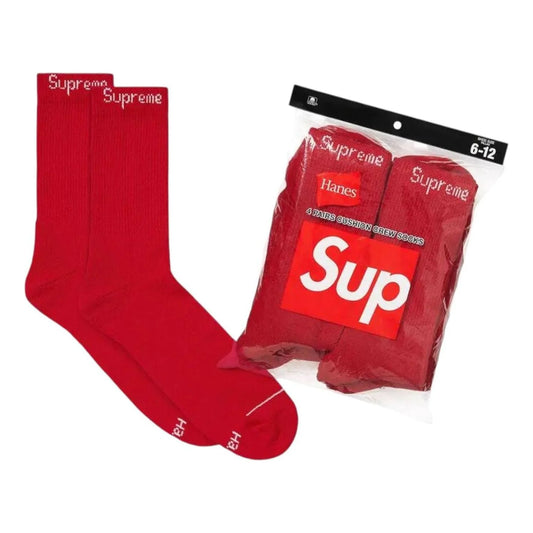 Supreme x Hanes Crew Socks (4 Pack) Red