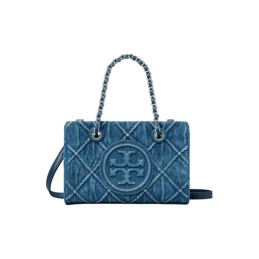 Tory Burch Mini Fleming Soft Denim Chain Tote