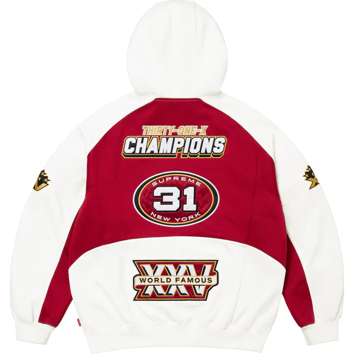 Supreme Football Zip Up Hooded Sweatshirt White
