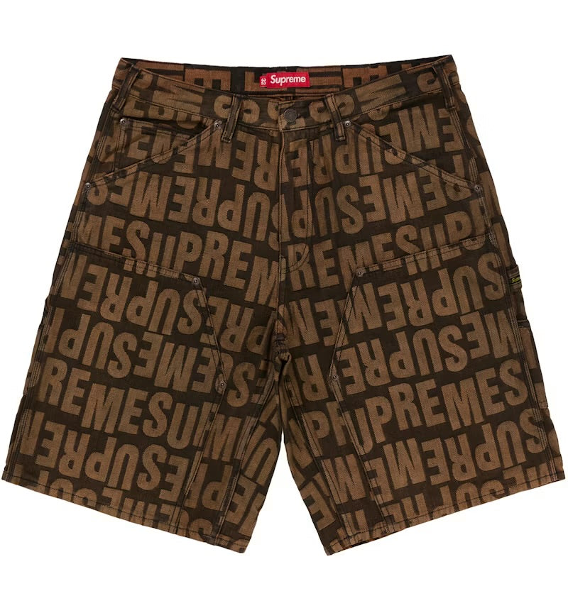 Supreme Repeat Jacquard Double Knee Denim Short Dark Brown