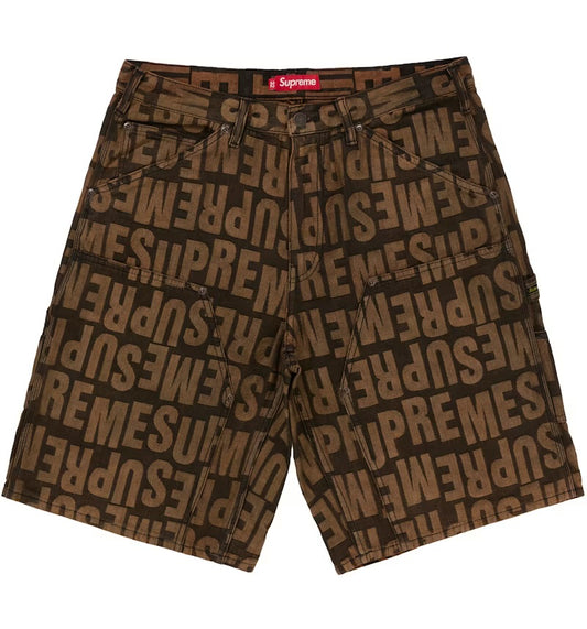 Supreme Repeat Jacquard Double Knee Denim Short Dark Brown