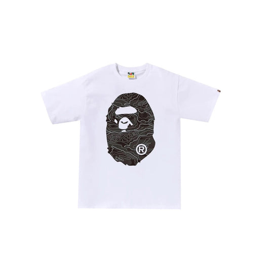 BAPE Layered Line Camo Big Ape Head Tee ‘White/Black’