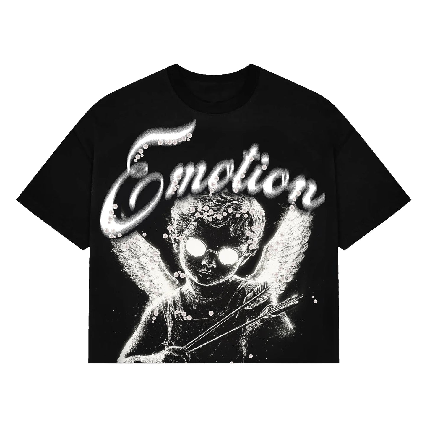 Mixed Emotion T-Shirt Pearl Cropped Black