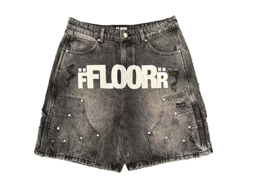 Floor 914 Uniform Jean Shorts Black Wash
