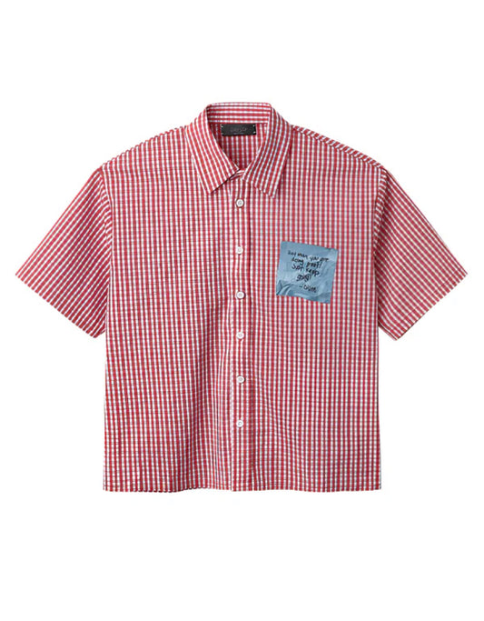 HMDD Daily Reminder Button Up Tee Red