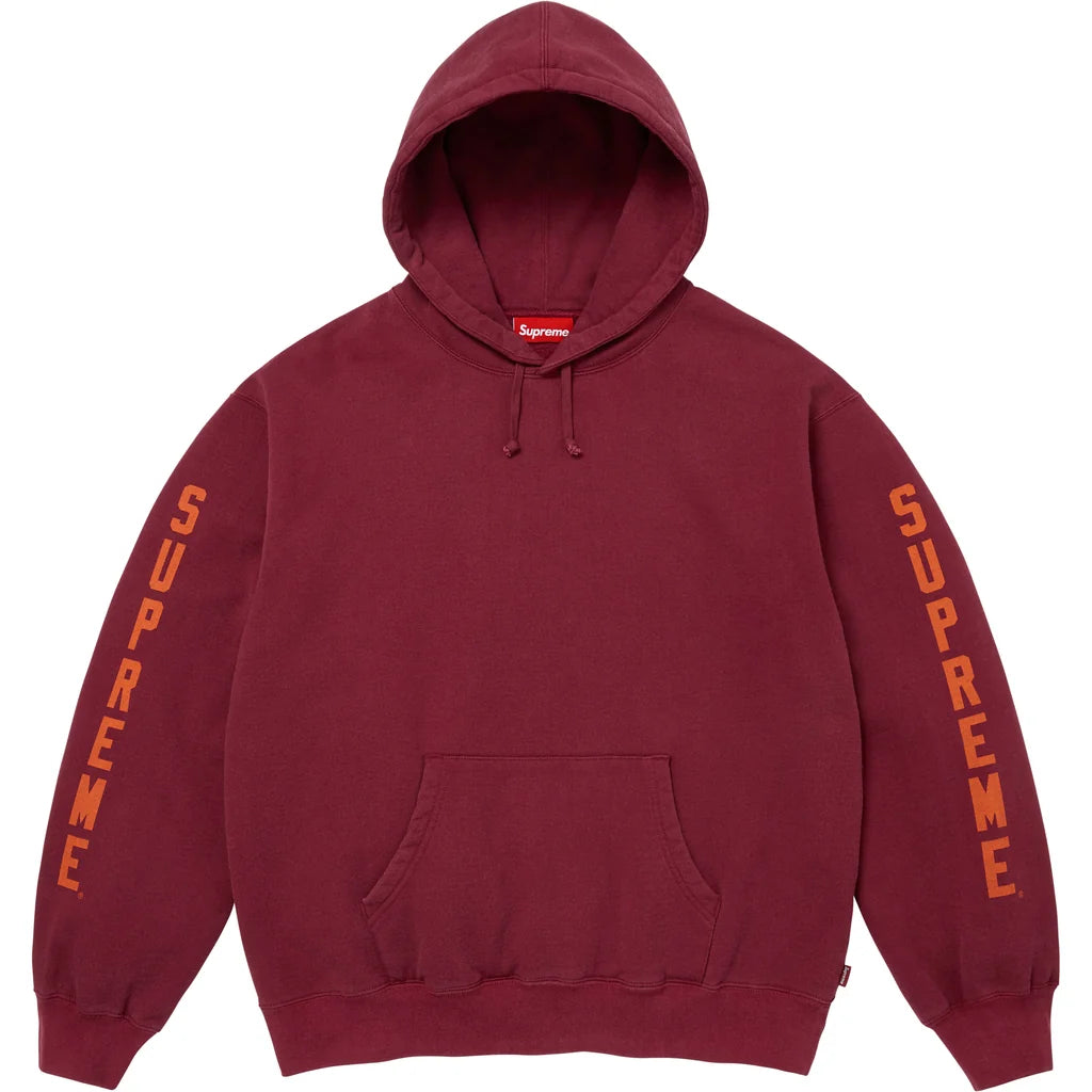 Supreme Washed Logo Hooded Sweatshirt Cardinal