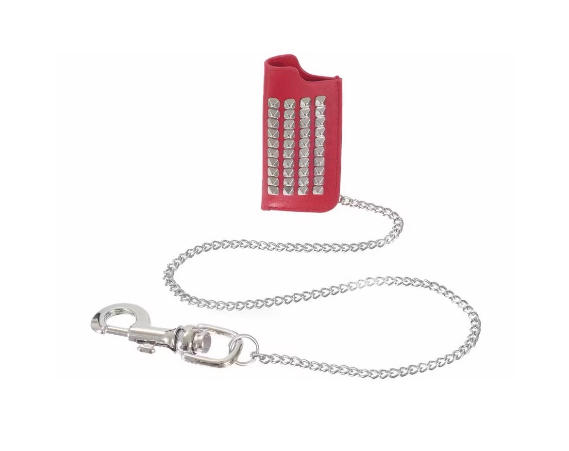 Supreme Studded Leather Lighter Holder Red