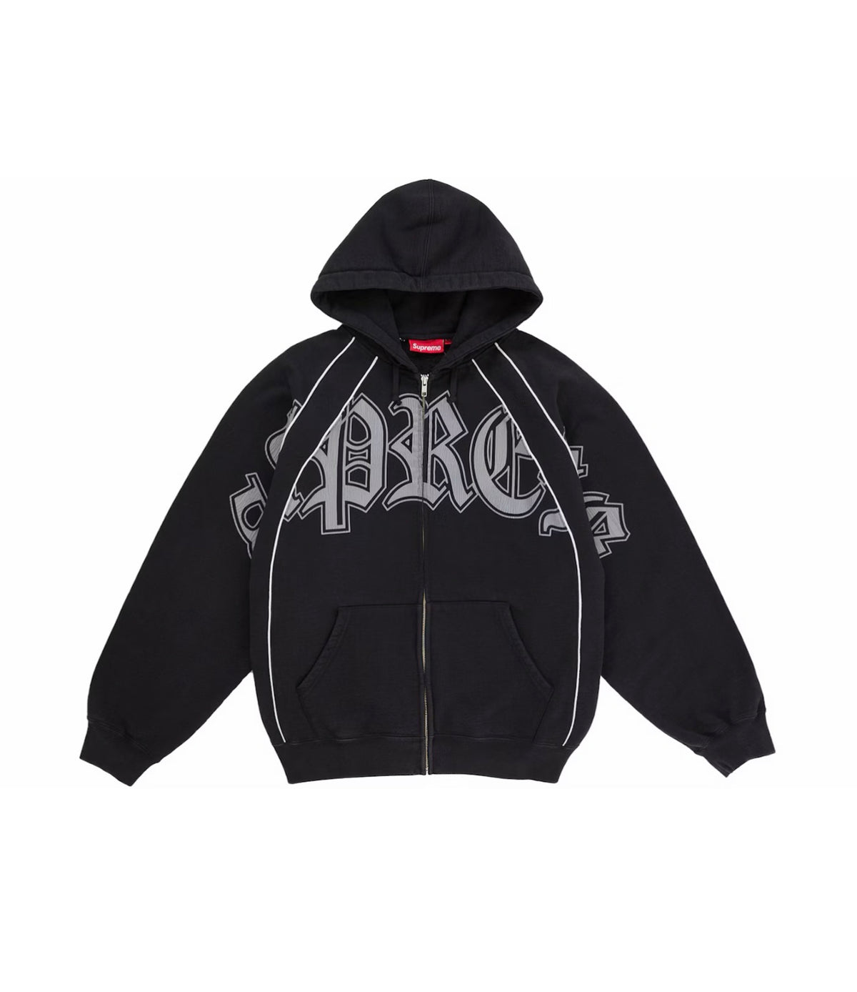 Supreme Paneled Zip Up Hooded Sweatshirt Black