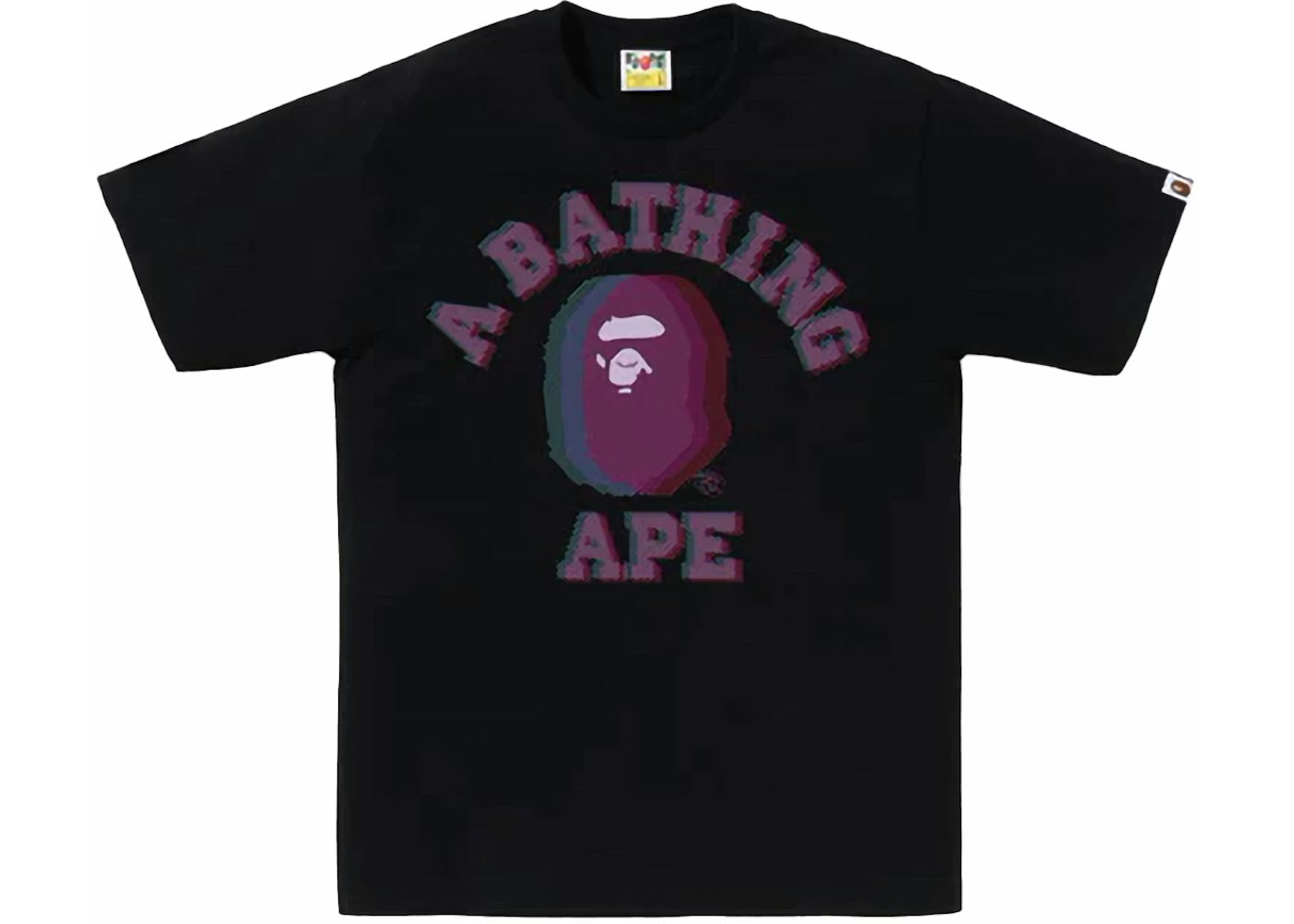 BAPE College Tee Black Glitch Art