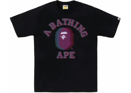 BAPE College Tee Black Glitch Art