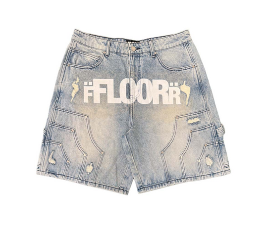 Floor 914 Uniform Jean Shorts Light Wash Blue