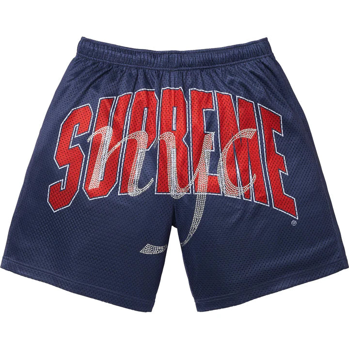 Supreme Rhinestone Mesh Shorts Navy
