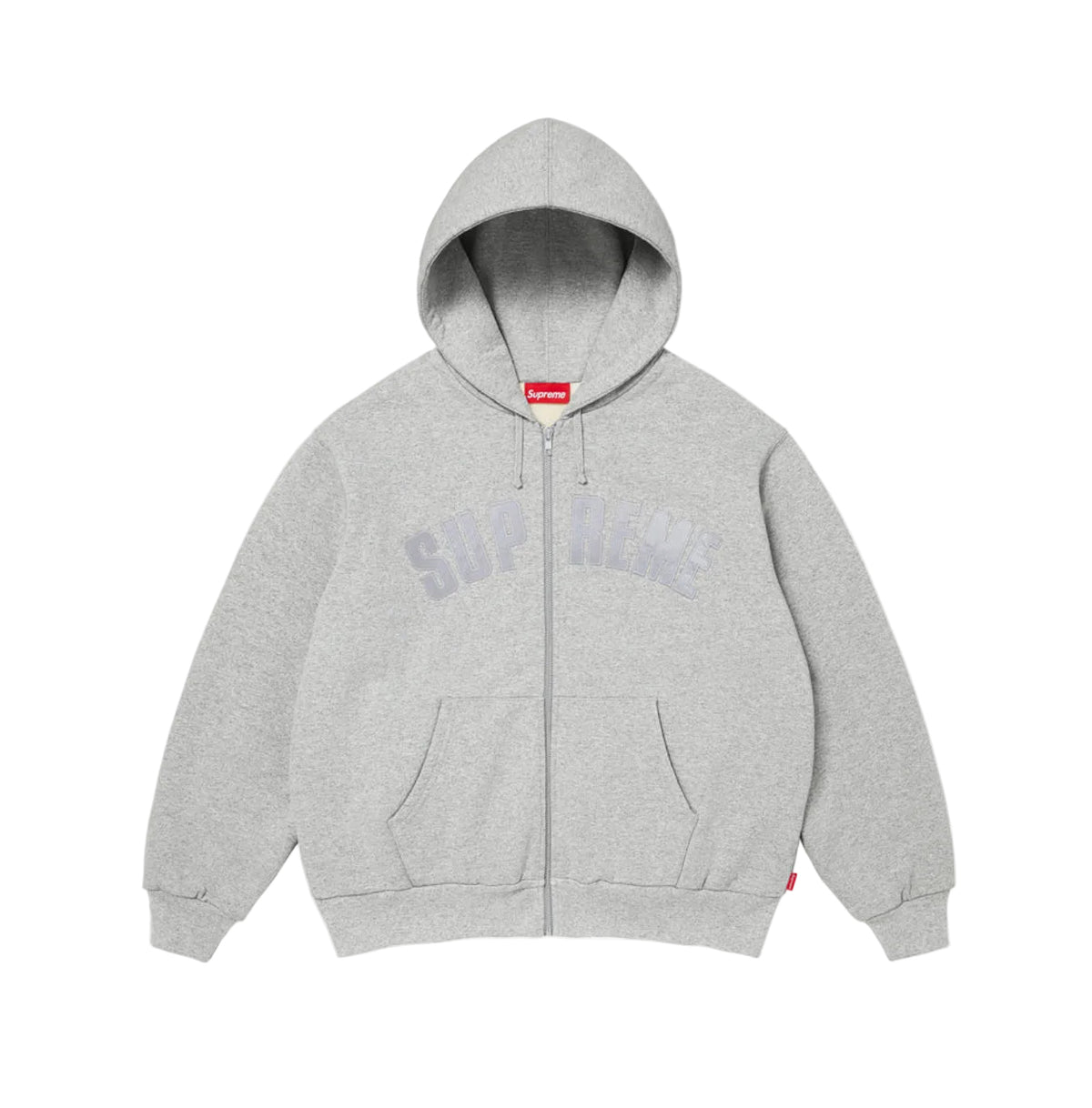 Supreme Arc Logo Thermal Zip Up Heather Grey