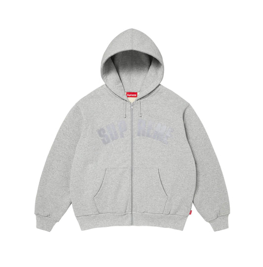 Supreme Arc Logo Thermal Zip Up Heather Grey