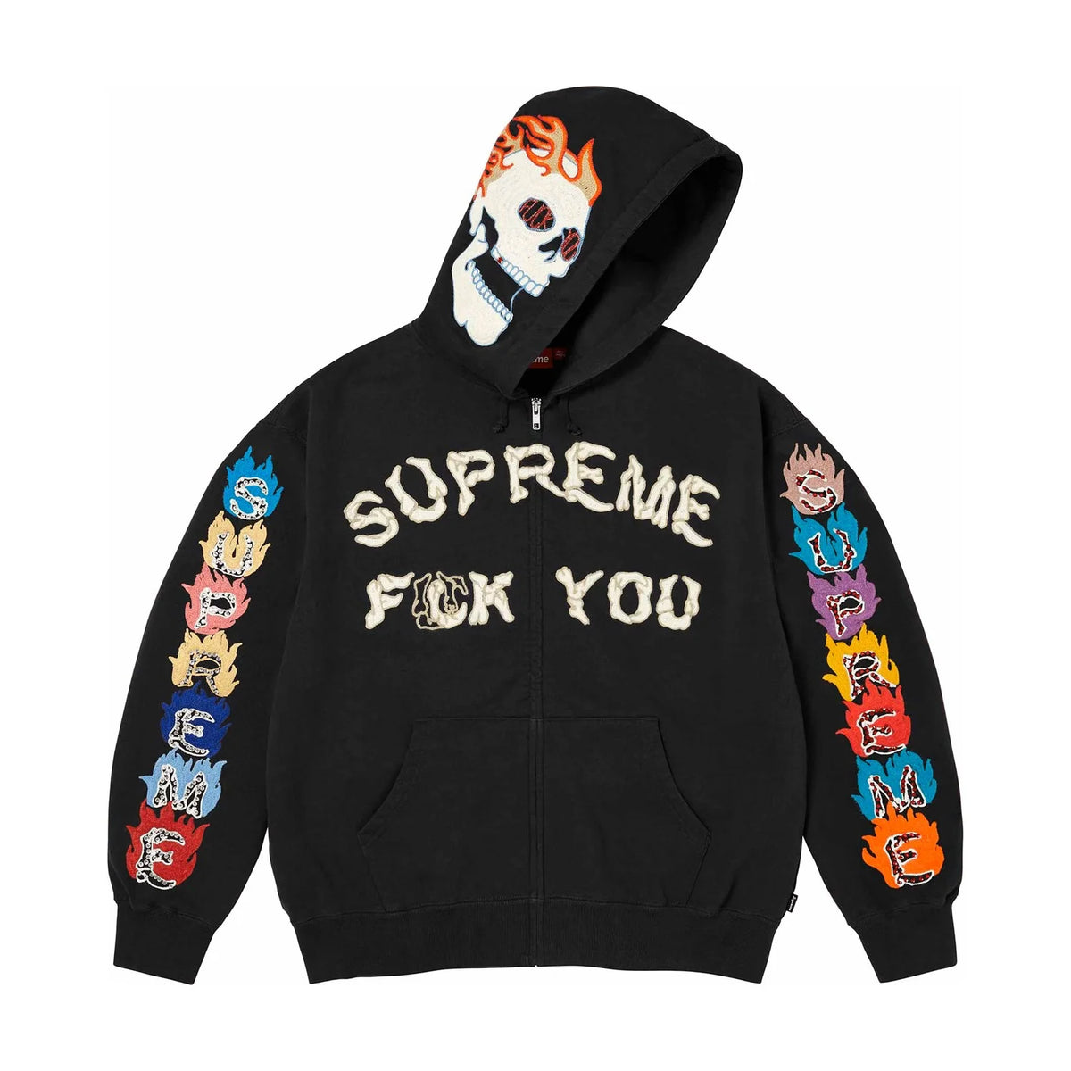 Supreme Fuck You Zip Up Hooded Sweatshirt Black