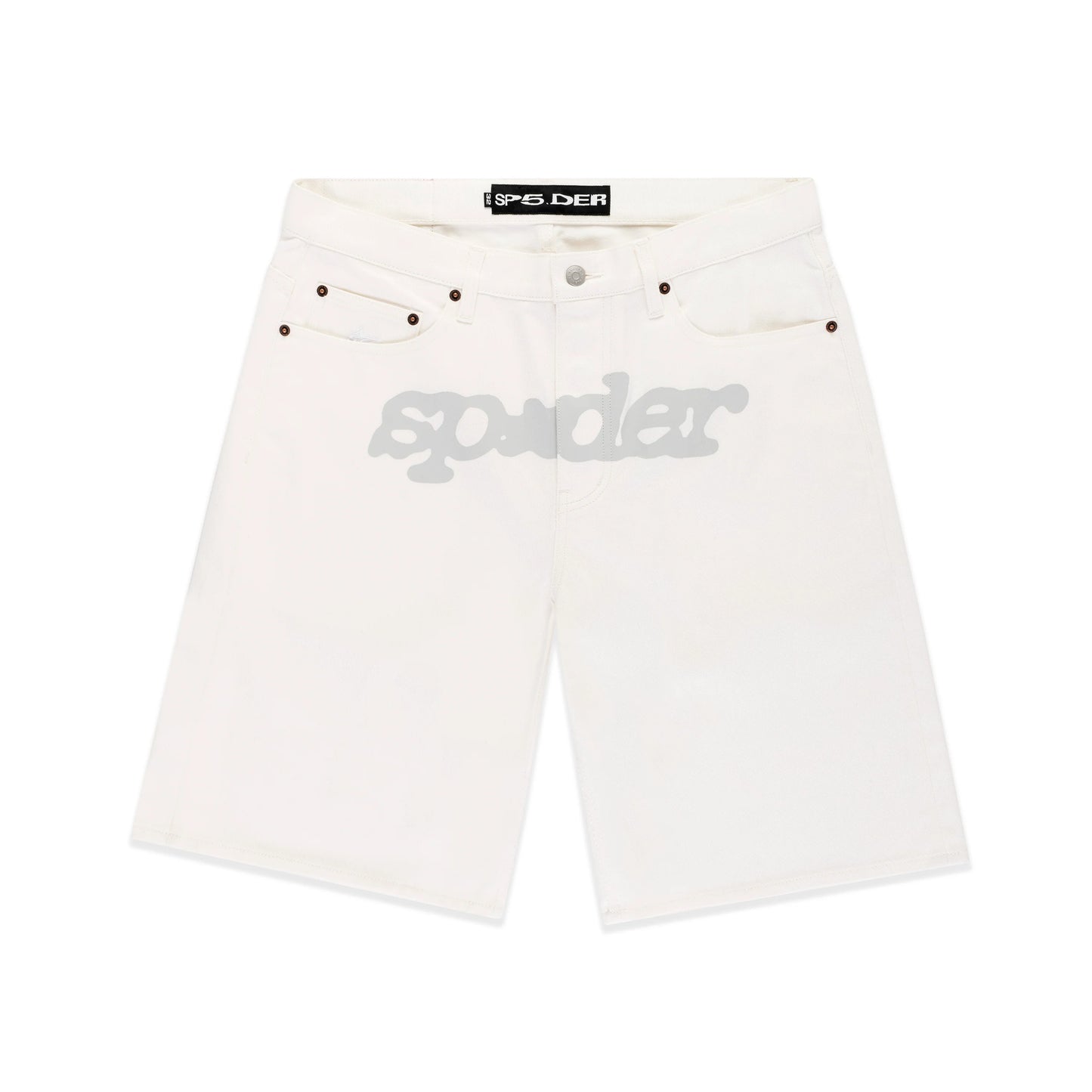 Sp5der V3 Logo Denim Short White