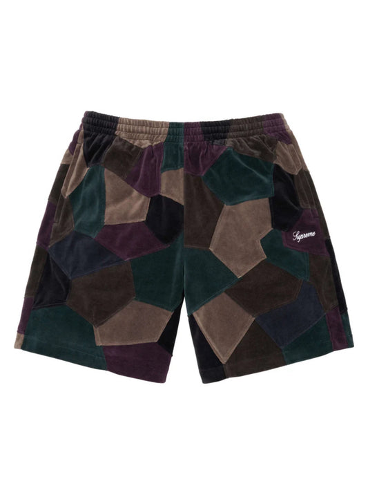 Supreme Patchwork Velour Short Dark Navy