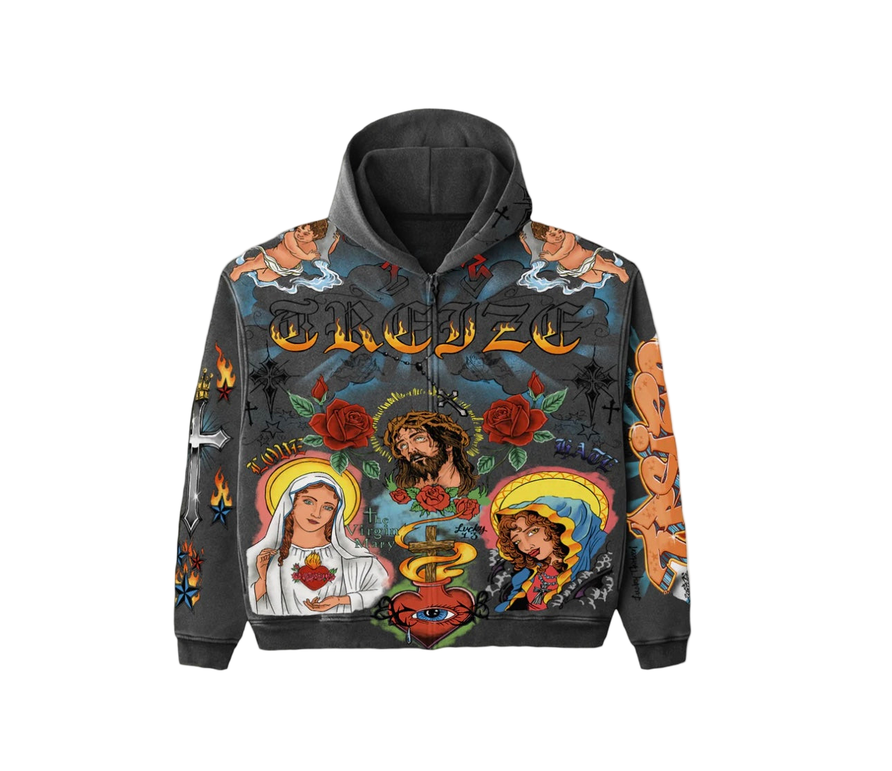 Treize Gospel Graffiti Zip Up Grey