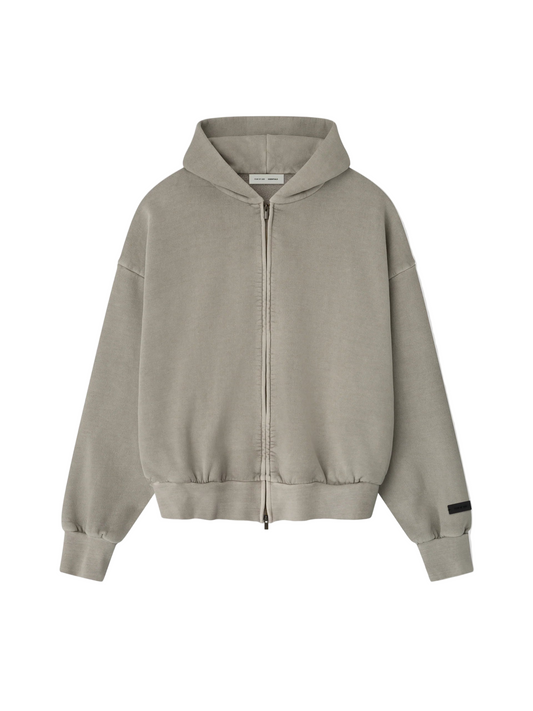 Essentials Fear Of God Embroidered Classic Full Zip Smoke Grey