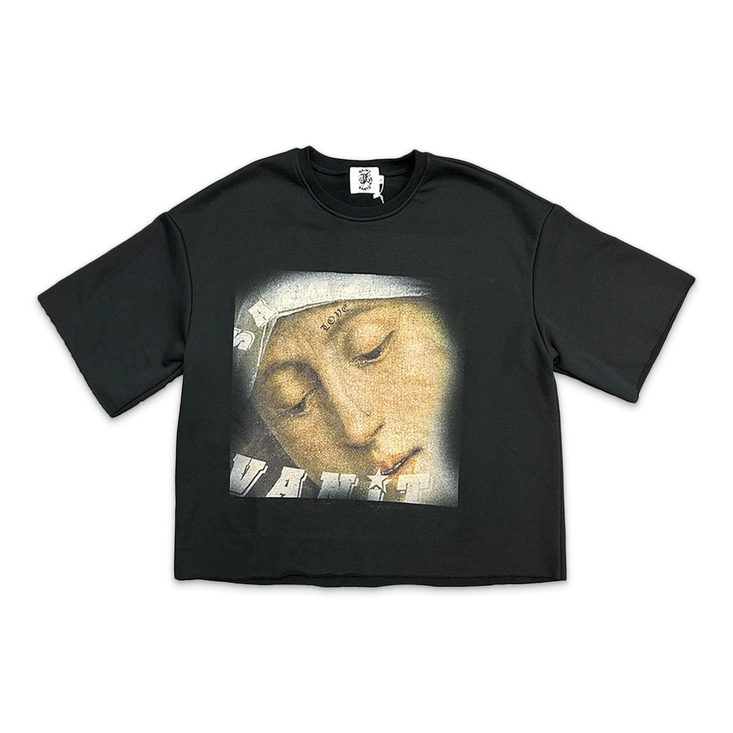 Saint Vanity Love Saint Cropped Crewneck Tee Black