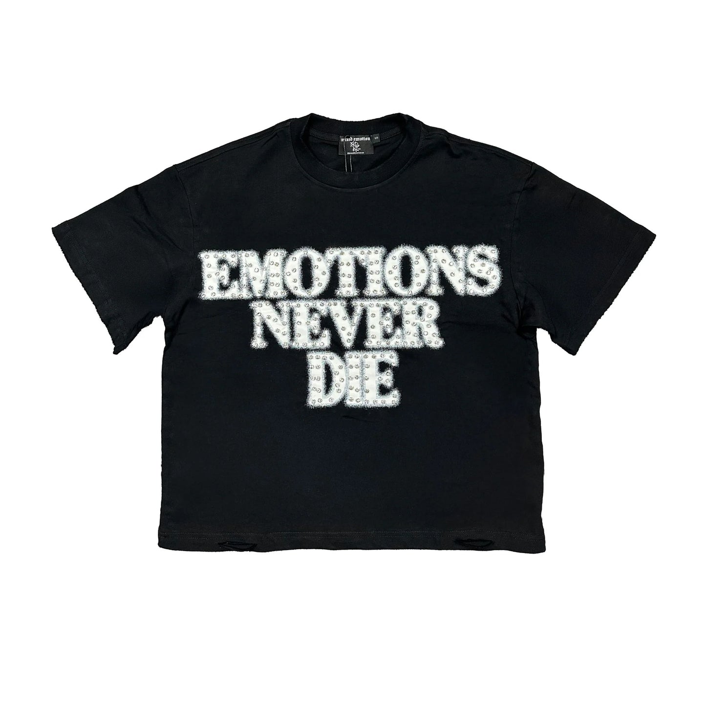 Mixed Emotion End Rhinestone Tee Black