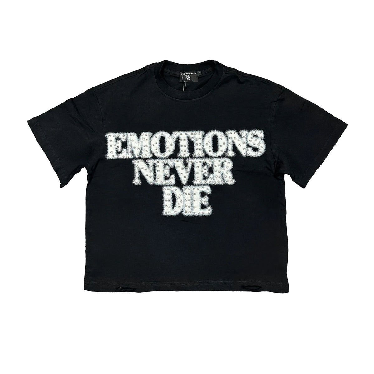 Mixed Emotion End Rhinestone Tee Black
