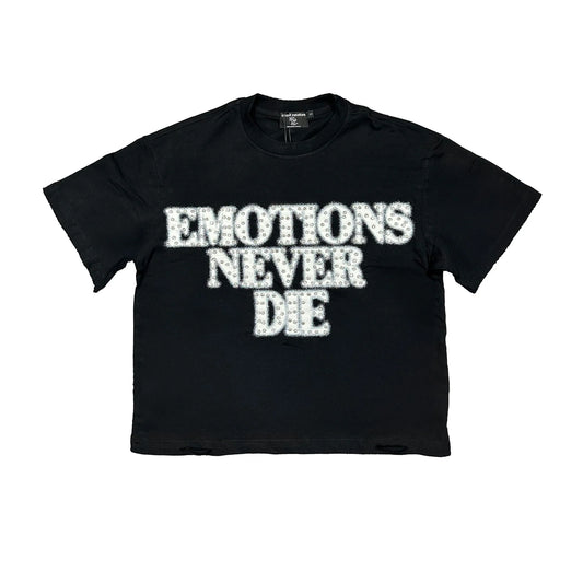 Mixed Emotion End Rhinestone Tee Black