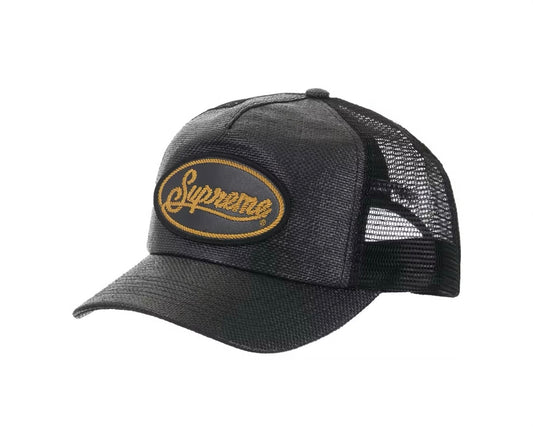 Supreme Raffia Mesh Back 5-Panel Hat Black