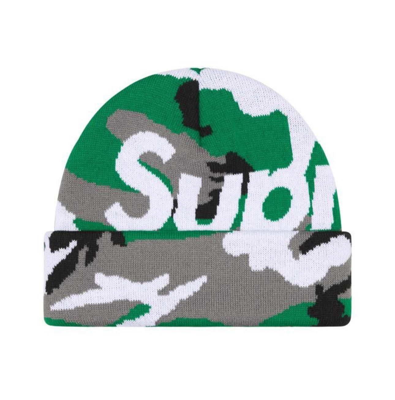 Supreme Camo Big Logo Beanie Green Camo