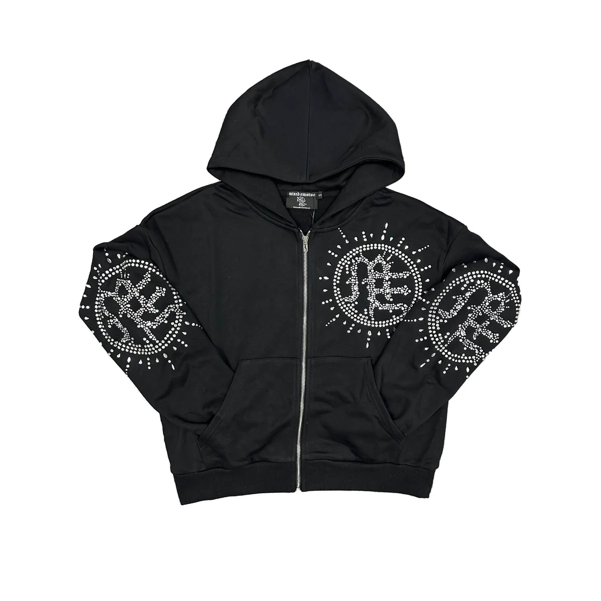 Mixed Emotion Eclipse Rhinestone Hoodie Black