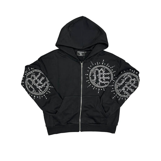 Mixed Emotion Eclipse Rhinestone Hoodie Black