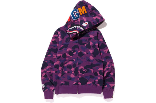 BAPE Color Camo Shark Full Zip Hoodie ‘Purple’