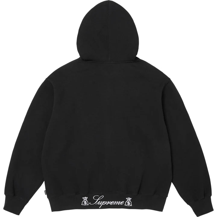 Supreme God Over Money Zip Up Hooded Sweatshirt Black